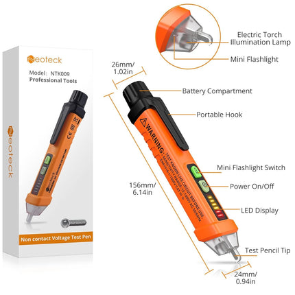 AC Voltage Detector Pen with Buzzer Alarm and LED Light for Wire Testing