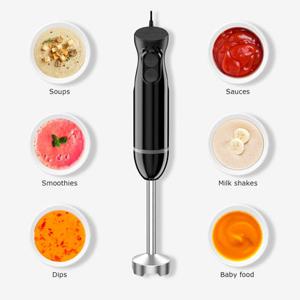 Hand Blender – 2-Speed Immersion Stick Mixer, Stainless Steel Blades for Soup