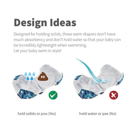 Baby & Toddler Swim Diapers – 2pcs Reusable, Adjustable One Size