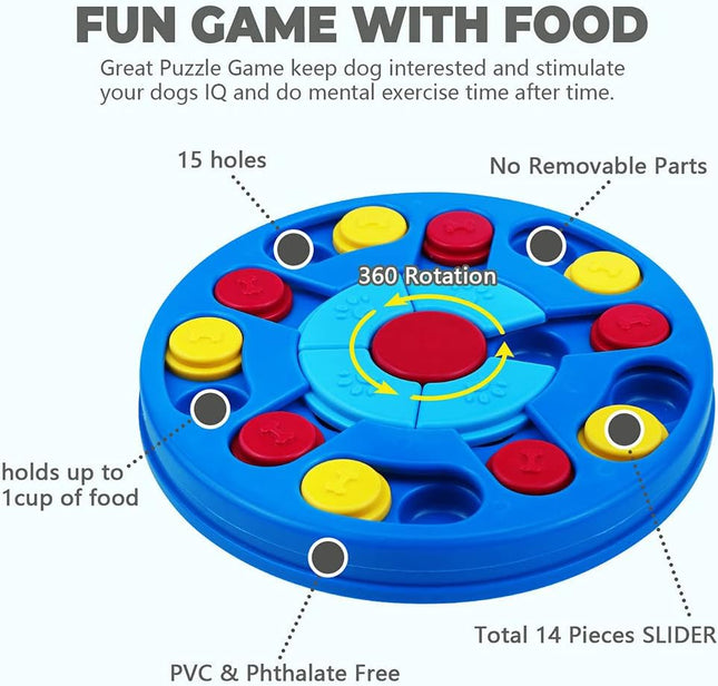 Interactive Dog Puzzle Toy with Treat Dispenser IQ Training Game for Pets