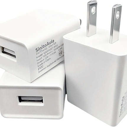 UL Listed USB Wall Charger 5W 5V 1A Power Adapter 3-Pack White
