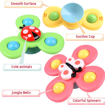 3PCS Suction Cup Spinner Toys for Babies – Sensory Fidget Spinners for Toddlers