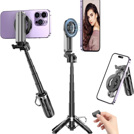 4-in-1 Magnetic Tripod & Selfie Stick – Remote Control for iPhone 17–12