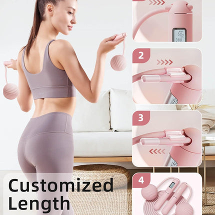 Cordless Weighted Jump Rope for Adults with LCD Counter & Ball Design