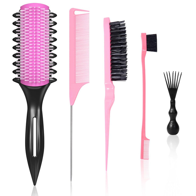 Curl Defining Brush Set – 3 Styling Tools for Men, Women & Kids, Pink