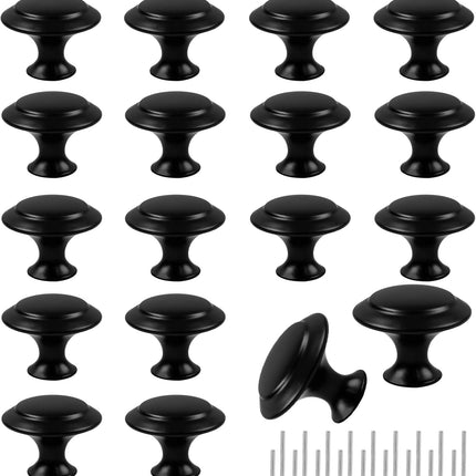 18-Piece Drawer Hardware Set – Black 30mm Knobs & Pulls with Screws Included