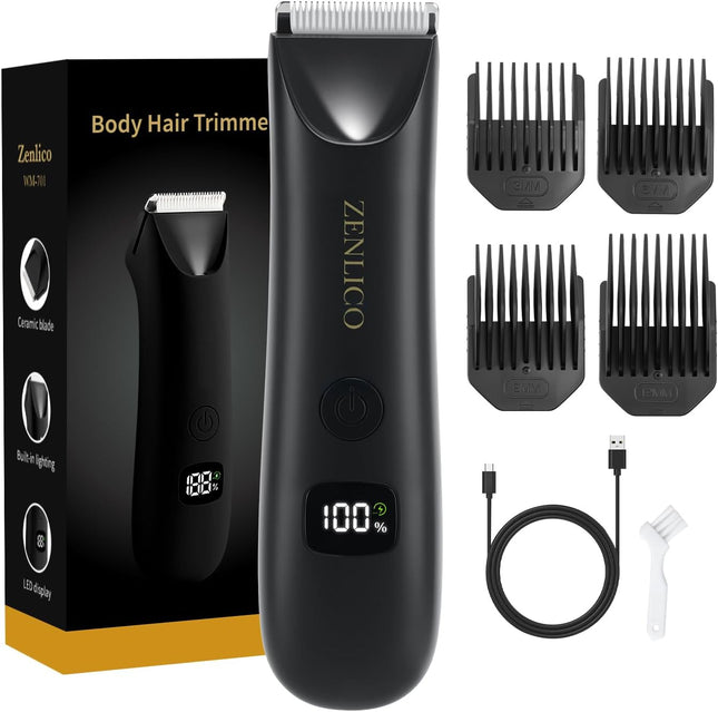 Men Pubic Hair Trimmer Manscape Body Groomer Ceramic Blade USB-C Rechargeable