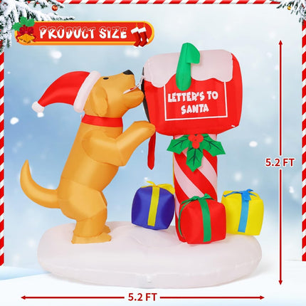 Christmas Yard Inflatable 5FT Dog and Newspaper Box Outdoor Decoration