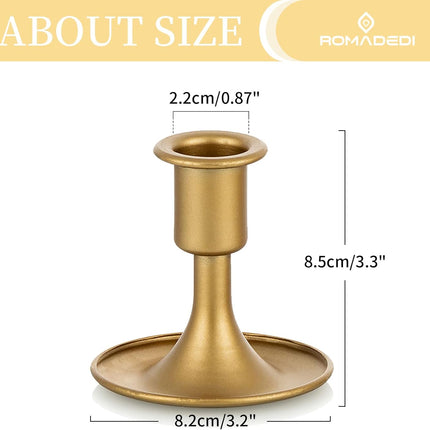 2-Pack Gold Candlestick Holders – Taper Candles, Wedding & Home Decor