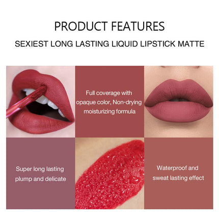 6-Piece Matte Lipstick Set – Long-Lasting, Waterproof, Fade-Resistant