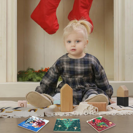 8-Pack Christmas Wooden Puzzles – 9-Piece Set for Toddlers & Kids’ Stocking Stuffers