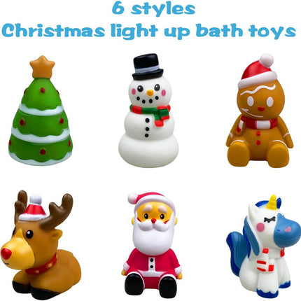 6-Pack Christmas Light Up Bath Toys – Fun Holiday Toys for Kids & Toddlers