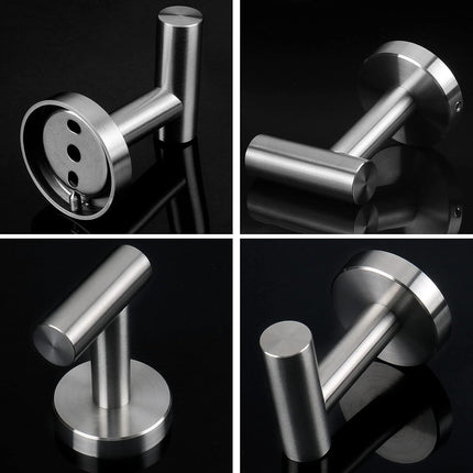 4-Pack Bath Towel Hooks – SUS 304 Stainless Steel, Wall-Mounted, Brushed Nickel