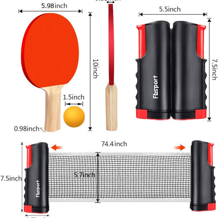 Ping Pong Paddle Set – Portable Table Tennis Kit with Net, Rackets & Balls