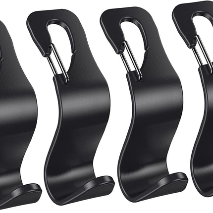 4 Pack Car Back Seat Headrest Hooks – Hangers for Purse, Grocery Bags, Hats
