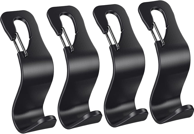 4 Pack Car Back Seat Headrest Hooks – Hangers for Purse, Grocery Bags, Hats
