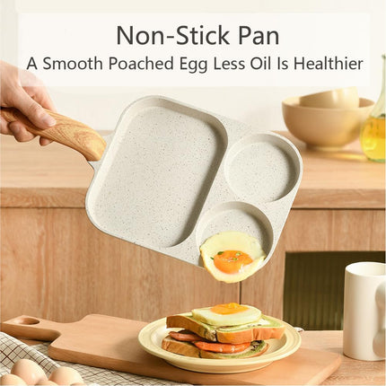 3-Section Egg Frying Pan, Nonstick Aluminum Omelette Pan for Gas & Induction