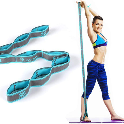 Elastic Stretch Strap with Loops for Yoga Pilates Physical Therapy Exercise