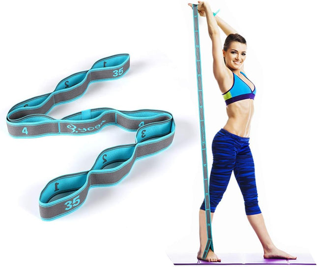Elastic Stretch Strap with Loops for Yoga Pilates Physical Therapy Exercise