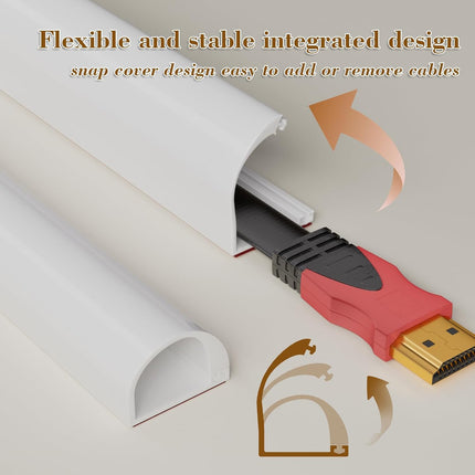 39” Cord Hider for Wall-Mounted TV – Adhesive Silicone Cable Concealer for Home & Office