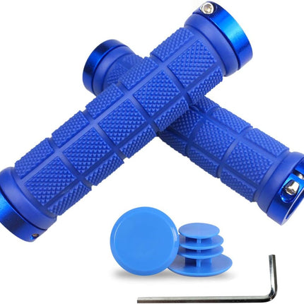 Bike Handlebar Grips, Comfortable Non-Slip Rubber Bicycle Grips with End Caps MTB BMX