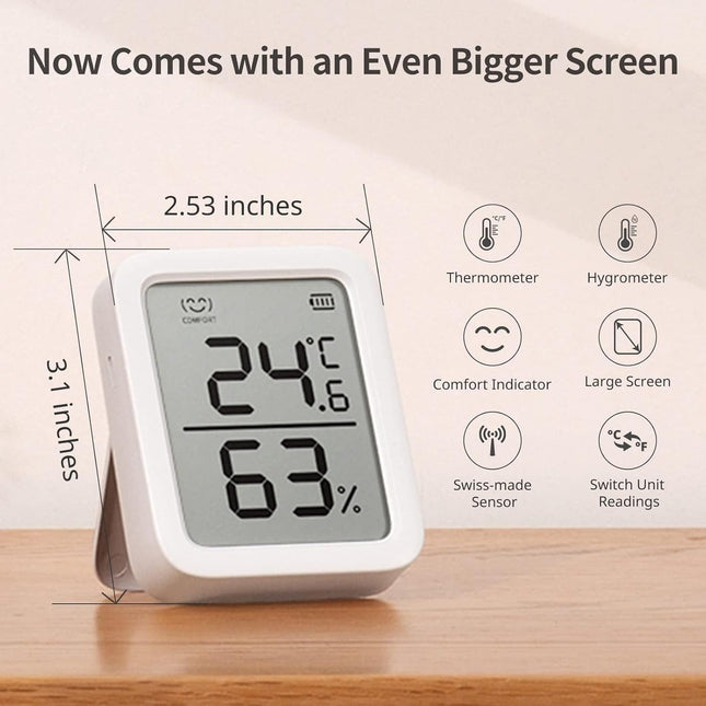 Bluetooth Temperature Sensor Hygrometer with 2-Year Data Export Storage