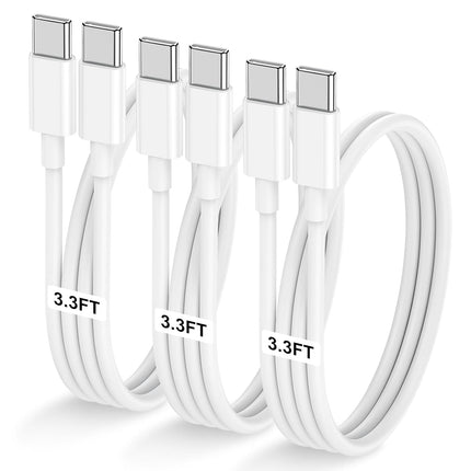 3 Pack USB C Cable 60W Fast Charger Cord for MacBook iPhone & Samsung