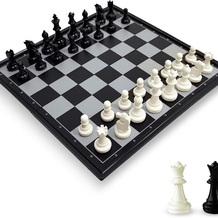 Travel Chess Set 10 Inch Magnetic Folding Board Game with Extra Queens