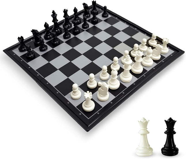 Travel Chess Set 10 Inch Magnetic Folding Board Game with Extra Queens