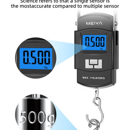110LB/50KG Digital Fish Scale with Backlit LCD, Stainless Steel Hook & Handle
