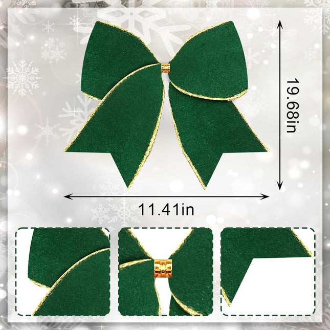 10PCS Red/Green Christmas Wreath Bows | Indoor & Outdoor Holiday Decor