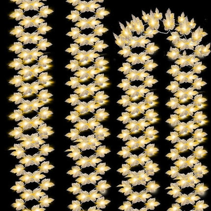 Autumn Fall Leaf Garland – 2 Pack, 20ft, 40 LED, Battery-Operated Indoor & Outdoor Decor