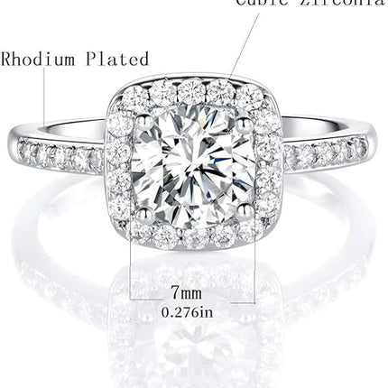 18K White Gold Plated CZ Halo Ring – Promise, Engagement, Eternity Ring