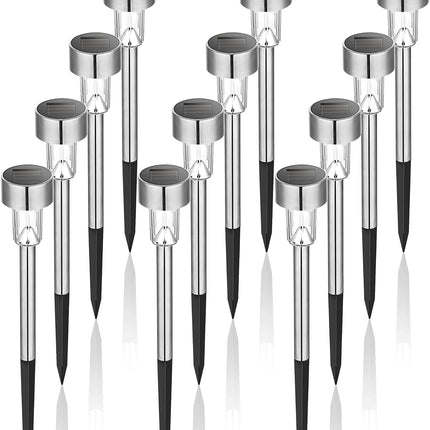 12-Pack Solar Lights Outdoor – Waterproof LED Stainless Steel for Yard & Garden