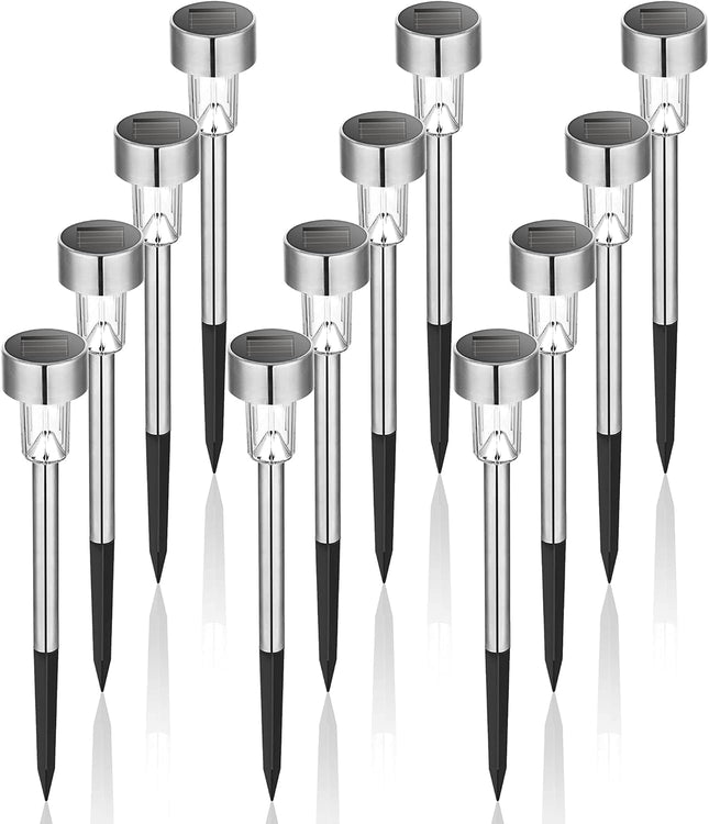 12-Pack Solar Lights Outdoor – Waterproof LED Stainless Steel for Yard & Garden