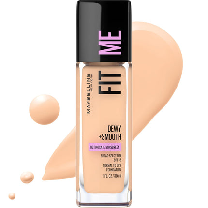 Fit Me Dewy + Smooth Liquid Foundation, Classic Ivory, Hydrating Natural Finish Makeup