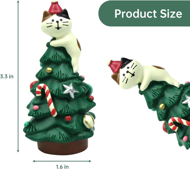 Mini Cat Xmas Tree – 3.3" Resin Christmas Decoration Perfect for Gifts