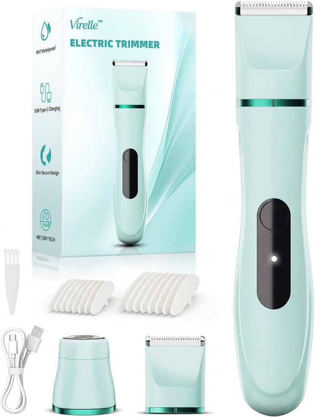 Women’s Bikini Trimmer, Waterproof Ceramic Blade Shaver, Type-C Rechargeable