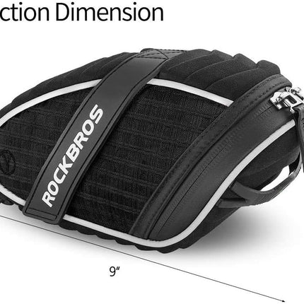 Waterproof Bike Saddle Bag, 3D Shell Under Seat Pack with Reflective Strip, Black