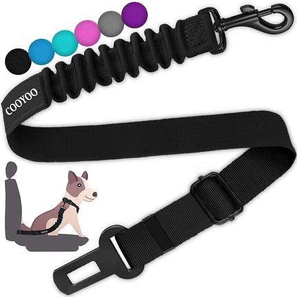 Elastic Dog Car Seat Belt – Heavy Duty Adjustable Pet Safety Harness, Retractable Design (Black)