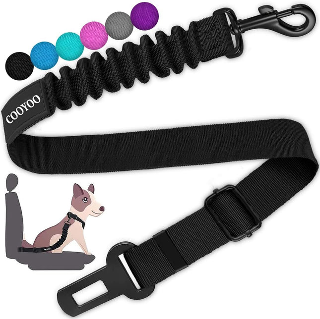 Elastic Dog Car Seat Belt – Heavy Duty Adjustable Pet Safety Harness, Retractable Design (Black)