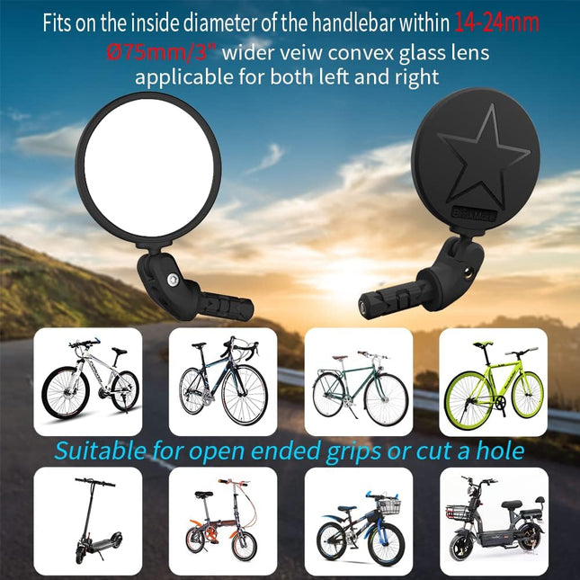 Bicycle Rearview Mirror – HD Glass Convex, Easy Install Bar End Mirror