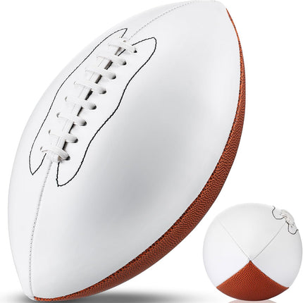 Size 9 White Autograph Football, 11.02in Signature Rugby Ball for Wedding & Team
