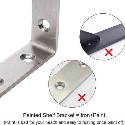 4Pcs Shelf Support L Brackets Stainless Steel Right Angle Corner Braces