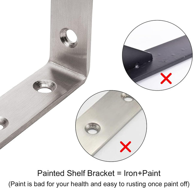 4Pcs Shelf Support L Brackets Stainless Steel Right Angle Corner Braces