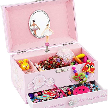 Kids Pink Musical Jewelry Box – Swan Lake Music, Ballerina Jewelry Set
