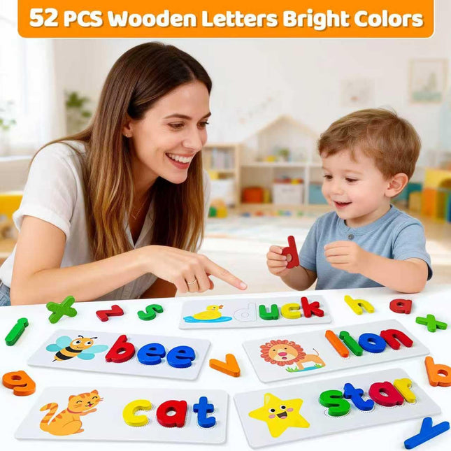 ABC Alphabet Learning Wooden Puzzle Flash Cards for Preschool Kids Ages 3+