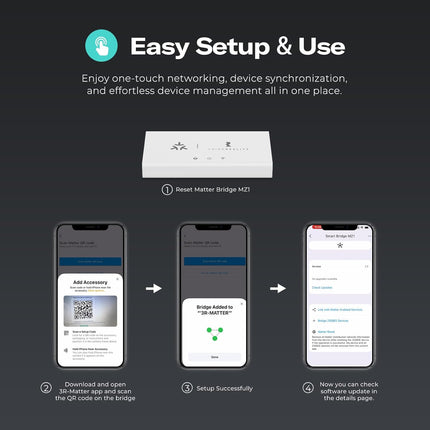 Smart Bridge MZ1 – Zigbee to Matter Hub, Compatible with Google & Apple Home