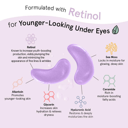 Retinol Under Eye Patches 6 Pairs for Dark Circles Puffiness Hydrating Care