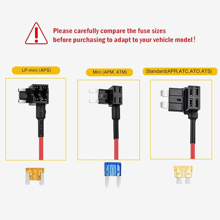1m 3.3ft Car Cigarette Lighter with Fuses Kit – Add-a-Circuit TAP Adapter, 12V Fuse